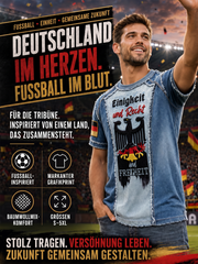 Herren-T-Shirt mit deutscher Flagge, Schwarzadler-, Denim- und Patchwork-Print, lässig