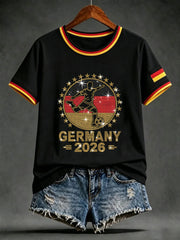 Frauen Deutschland Kunstdruck Kurzarm T-Shirt