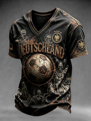Herren T-Shirt mit V-Ausschnitt, deutscher Fußball-Dark Print