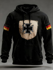 Herren-Vintage-Hoodie mit deutscher Flagge als Kunstdruck