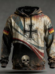 Herren-Vintage-Hoodie mit deutscher Flagge als Kunstdruck