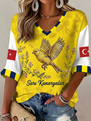 Frauen Türkischer Fußballfan Kunstdruck V-Ausschnitt Top