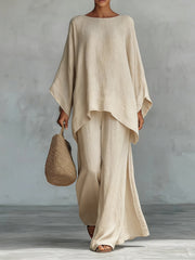 Zweiteiliges Damen-Set aus reiner Farbe, elegant, lässig