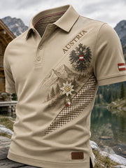 Österreich isches Landschafts-Kunstdruck-Polos hirt für Männer