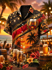 Herren Oktoberfest Holiday Beach Sommer Casual Beach Shirt Kurzarm