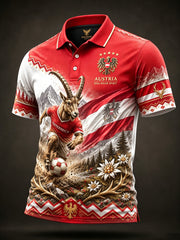 Herren Österreich isches Fußballspiel Jubelelement Kunstdruck Polo Shirt