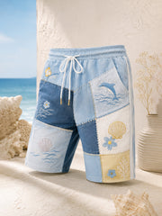 Herren-Casual-Shorts im kroatischen Stil, inspiriert vom Resort-Look, mit kunstvollen Prints