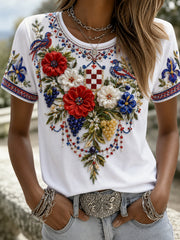 Frauen kroatisches Blumen element Feiertag Gedenk-Kunstdruck T-Shirt