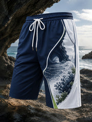 Resort inspirierte Freizeit shorts im kroatischen Stil für Herren mit künstlerischen Drucken