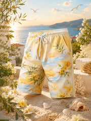 Herren-Casual-Shorts im kroatischen Stil, inspiriert vom Resort-Look, mit kunstvollen Prints