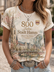 Damen-T-Shirt mit Städte-Design aus Deutschland, kurzärmelig