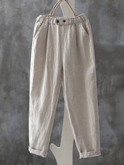 Einfache Leinenhose für Damen im Vintage-Stil