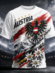 Herren T-Shirt mit künstlerischem Druck: Österreich ische Schnee-Berg-Motive