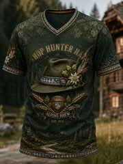 Herren-T-Shirt mit V-Ausschnitt im deutschen Oktoberfest-Stil