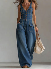 Damen Retro Jeans Overall