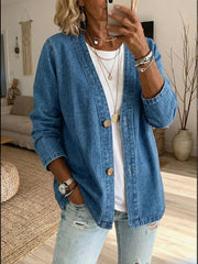 Damen-Jeans-Freizeit-Strickjacke