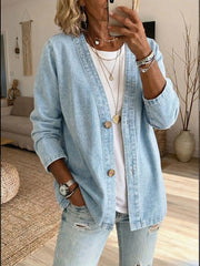 Damen-Jeans-Freizeit-Strickjacke