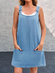 Damen Casual Overall Denim Kurzes Kleid