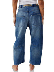 Damen-Patchwork-Kordel zug jeans