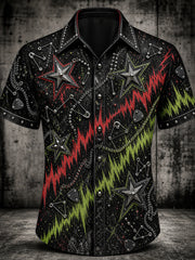 Herren Vintage Punk Rock Grafik Freizeit hemd