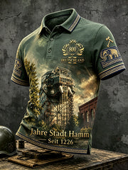 Herren grün Deutsch Hamm 800th Anniversary Gedenk bedrucktes lässiges Polos hirt