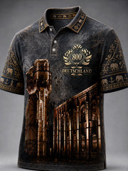 Herren Retro Schwarz Deutsch Hamm 800th Anniversary Gedenk gedruckt lässig Polo Shirt