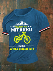 Herren-T-Shirt „Warum ich AKKU fahre – Weil’s geiler ist“