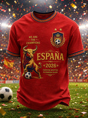 Herren-T-Shirt „We Are The Champions 2026“ mit Aufdruck – Feierliches Geschenk für spanische Fußballfans, lässiges Freizeit-Oberteil