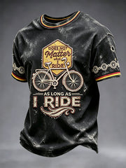 Herren Retro Schwarz Deutsch Fahrrad druck Freizeit T-Shirt