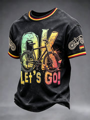 Herren Schwarz Deutsch Trendy Print T-Shirt