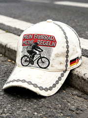 Weißer deutscher Fahrrad druck Vintage Freizeit hut