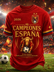 Herren-T-Shirt „We Are The Champions 2026“ mit Aufdruck – Feierliches Geschenk für spanische Fußballfans, lässiges Freizeit-Oberteil