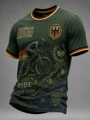 Umweltfreundliches Herren-T-Shirt mit kurzen Ärmeln und Fahrradmotiv-Print