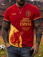 Herren-T-Shirt „We Are The Champions 2026“ mit Aufdruck – Feierliches Geschenk für spanische Fußballfans, lässiges Freizeit-Oberteil