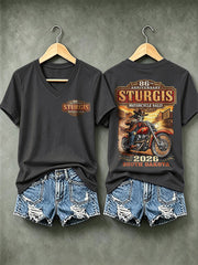 Damen Motorrad Rallye Bedrucktes T-Shirt