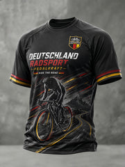Herren-Raglan-T-Shirt mit kurzen Ärmeln und Fahrrad-Motiv-Print