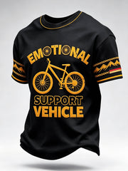Herren-T-Shirt in Schwarz mit deutschem Radsport-Print, lässig geschnitten