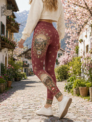 Damen-Leggings mit österreichischem Landhausstil in Kunstdruck-Optik
