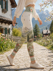 Damen-Leggings mit österreichischem Landhausstil in Kunstdruck-Optik