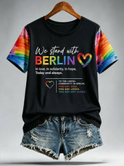 Damen-T-Shirt Berlin Wir stehen zu euch mit kurzen Ärmeln