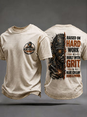Männer "Aufgewachsen auf harte Arbeit, gebaut mit Grit, Blue Collar Born und stolz" T-Shirts