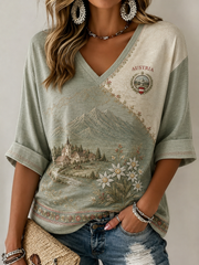 Frauen österreich ische ländliche Kultur Leinen Kurzarm T-Shirt