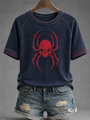 Damen-Lässiges T-Shirt mit Spinnenmuster