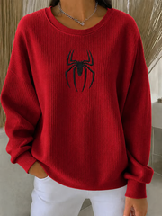 Frauen Spider-Man-Filme gerippt Rundhals-Sweatshirt