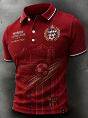 Herren-Poloshirt mit kurzen Ärmeln und Fußballmotiv