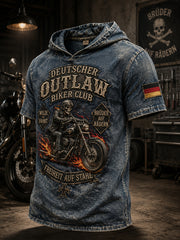 Herren-Kapuzenpullover mit kurzen Ärmeln und Vintage-Schriftzug-Print