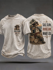 Herren-T-Shirts mit der Aufschrift „Sail Slow Drink Slow Worry Less“