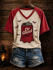 Damen gruselige Soda Dose Halloween T-Shirt mit V-Ausschnitt
