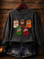 Sweatshirt mit gruseliger Soda-Dose Halloween-Geist druck für Frauen