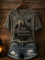 Damen Hallo Dunkelheit Mein alter Freund Halloween Print T-Shirt